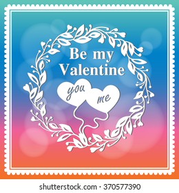 vector illustration two love hearts shape with a floral in colorful background for valentine