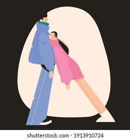 vector illustration - two lovers.
Use it as a creative poster on the wall, as a Valentine's Day greeting.