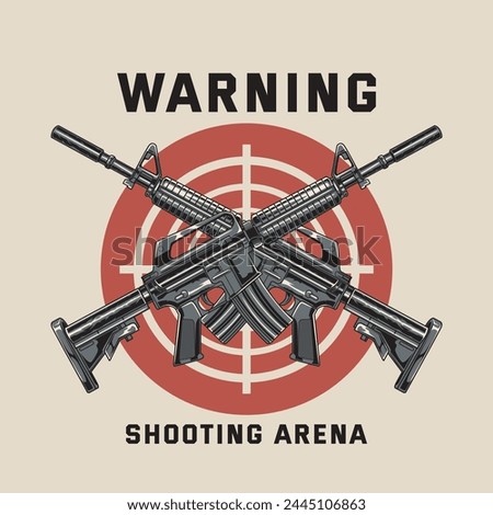Vector Illustration of Two M4A1 with Vintage Illustration Available for Shooting badge