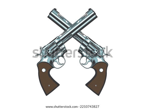 Vector Illustration Two Magnum Revolvers Symbolically Stock Vector ...