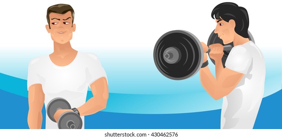 Vector illustration of a two man doing exercises