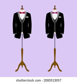 Ilustración vectorial de dos maniquíes con un esmoquin (matrimonio del mismo sexo, LGBT)