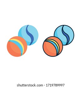 Vector Illustration Two Marbles Toy Icon Or Logo With Flat And Lineal Color Design Style