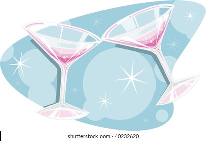 a vector illustration of two martini glasses