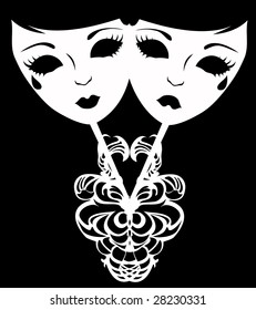 Vector illustration of two masks for a masquerade.