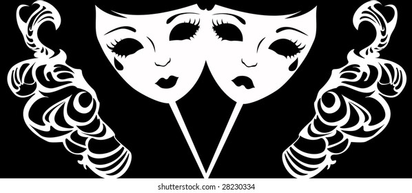 Vector illustration of two masks for a masquerade.