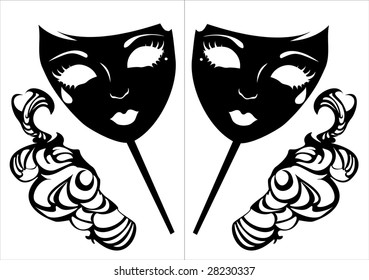 Vector illustration of two masks for a masquerade.