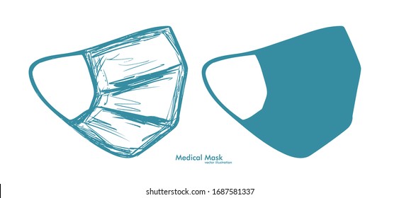 Vector illustration: Two medical masks on white background.  