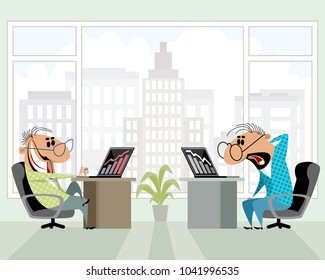 Vector illustration of two men in the office