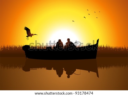 Download Vector Illustration Two Men Silhouette Fishing Stock ...