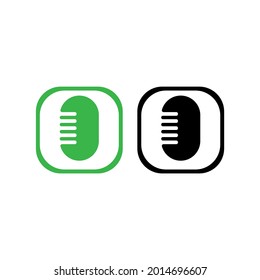 vector illustration of two microphones, green and gold, each with a leaf on top. great for podcast logos and icons, nature broadcasts.