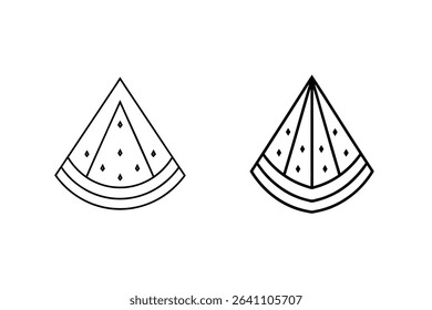 Vector illustration of two minimalist black and white watermelon slices on white background