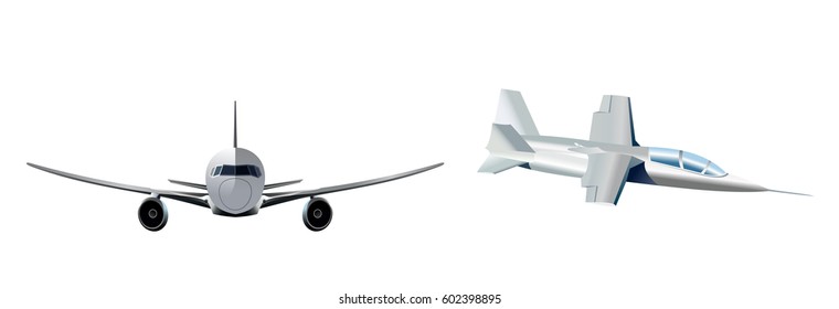 Vector illustration of a two modern aircraft