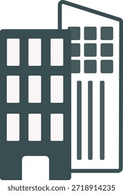 Ilustración vectorial de dos edificios de oficinas o rascacielos modernos, concepto de diseño arquitectónico minimalista