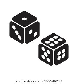 vector illustration of two monochrome dice that can be used in game development, motion graphics, or printed for posters, brochures.