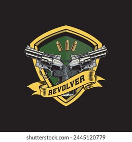 Vector Illustration of Two MR-412 REX Revolver with Vintage Illustration Available for Shooting Logo