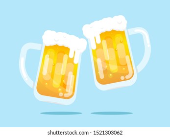 vector illustration of two mugs of beer flat design