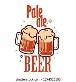 Vector illustration of two mugs with Pale Ale beer doing cheers.