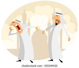 Vector illustration of  two Muslim men