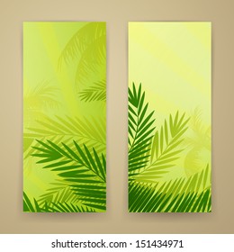 Vector Illustration of Two Nature Banners with Palm Trees