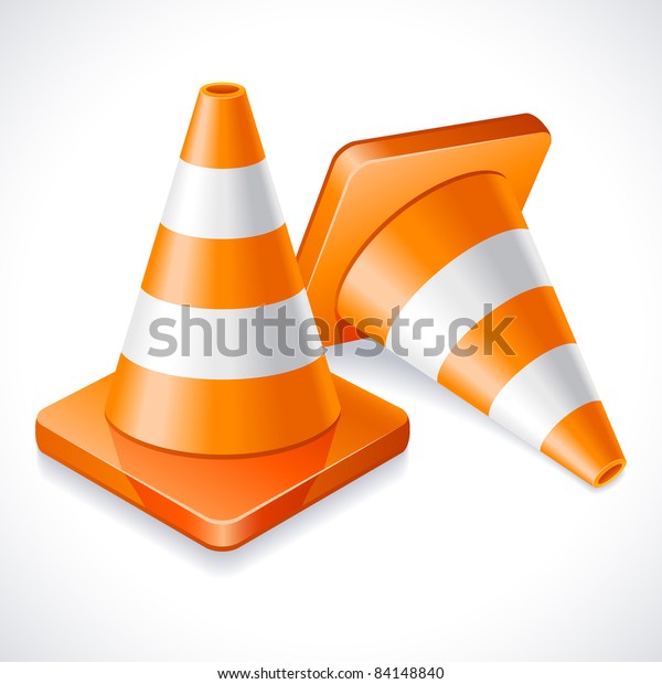 Vector Illustration Two Orange Traffic Cones Stock Vector (Royalty Free ...