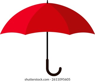 Vector illustration of two orange umbrellas showing closed and open positions highlighting design features and colors