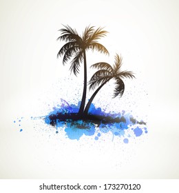 Vector Illustration of Two Palm Trees