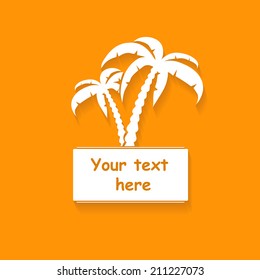 Vector illustration with two palms and banner for your inscription