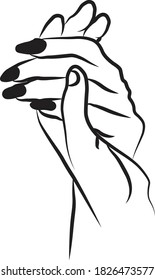 Vector illustration of two palms clasping each other with bold outline design