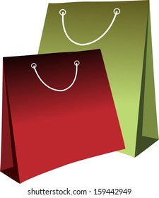 Vector illustration of two paper shopping bag. 