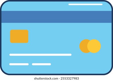 Ilustración vectorial de dos tarjetas de pago con diseño minimalista. Tarjeta azul con Imágenes de alta calidad. Adecuado para presentaciones, artículos o Diseños gráficos relacionados con las finanzas, la banca o el comercio electrónico.