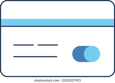 Ilustración vectorial de dos tarjetas de pago con diseño minimalista. Tarjeta azul con Imágenes de alta calidad. Adecuado para presentaciones, artículos o Diseños gráficos relacionados con las finanzas, la banca o el comercio electrónico.