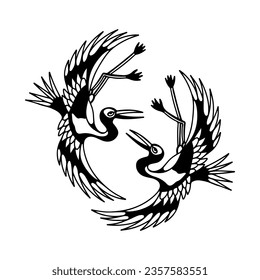 vector illustration of two pelicans