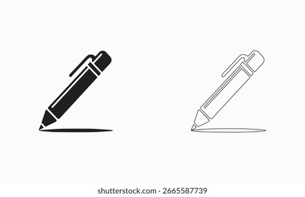 Ilustração vetorial de dois ícones de caneta, preto e branco
