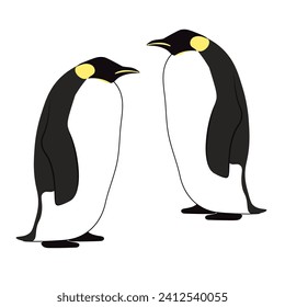 Vector illustration of two penguins emperor on white background