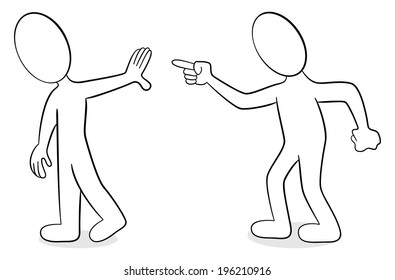 vector illustration of two people are of different opinion