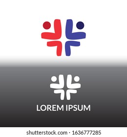vector illustration of two people having fun. designed with blue and red color