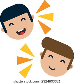 Imagen vectorial de dos personas conversando. Niños hablando. Capacidades comunicativas.