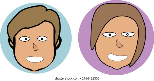 
vector illustration of two people man and woman in a circle