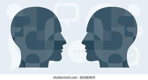 vector illustration of two people silhouettes for communication or relationship concepts