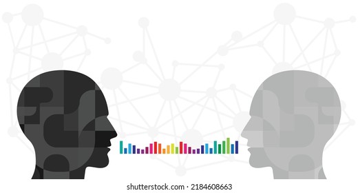 ilustración vectorial dos personas hablando con frecuencias de estimación de sonido