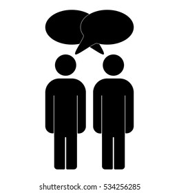 Vector Illustration Of Two People Talk Face To Face, Communication, Social Media Concept