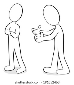 vector illustration of two people that are of different opinion