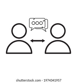 Vector illustration of two people that talk face to face, communication, social media concept