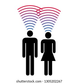 vector illustration of two people with Wi-Fi signal for internet relationships visuals