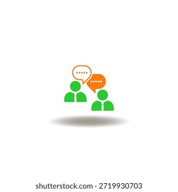 Vector illustration of two person and speech bubbles. Symbol of message chat. Icon of communication.