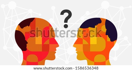 vector illustration two persons with faces inside and communication process for internal conflict and misunderstanding visual Stock photo © 