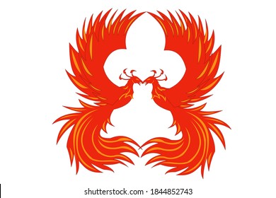 Vector illustration of two phoenixes.