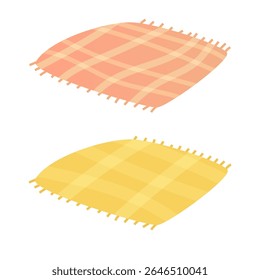 Ilustração vetorial de dois cobertores de piquenique nas cores amarelo pastel e pêssego