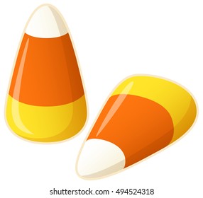 Vector Illustration Of Two Pieces Of Candy Corn.